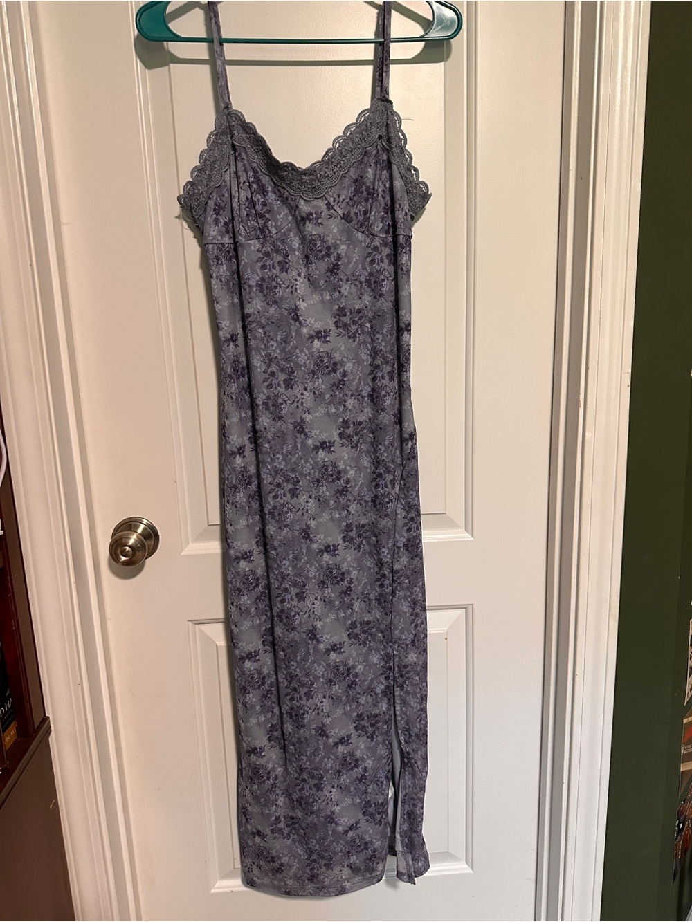 No Boundaries Purple Floral Lace-Trim Maxi Dress